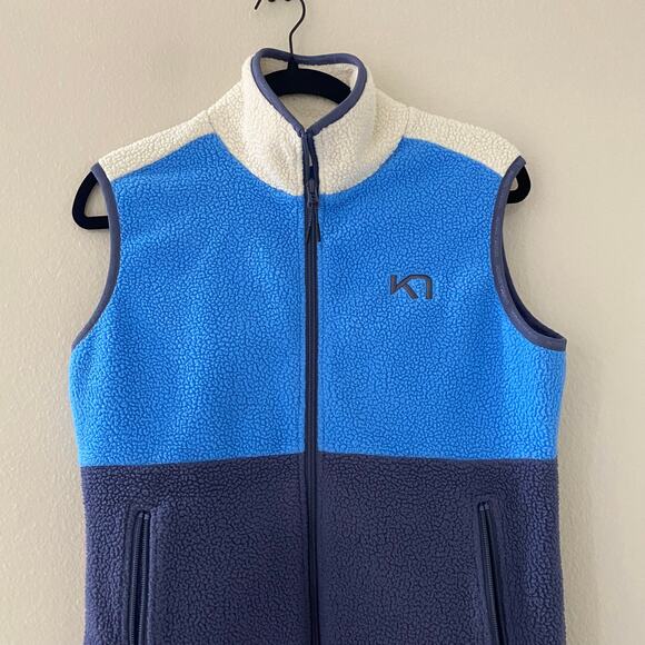 KARI TRAA Ane Fleece Vest White Blue Block Size Small - Picture 4 of 8